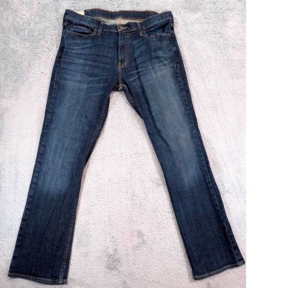 Hollister Slim Straight Jeans Men's 36x32 Medium Dark Wash Comfort Stretch